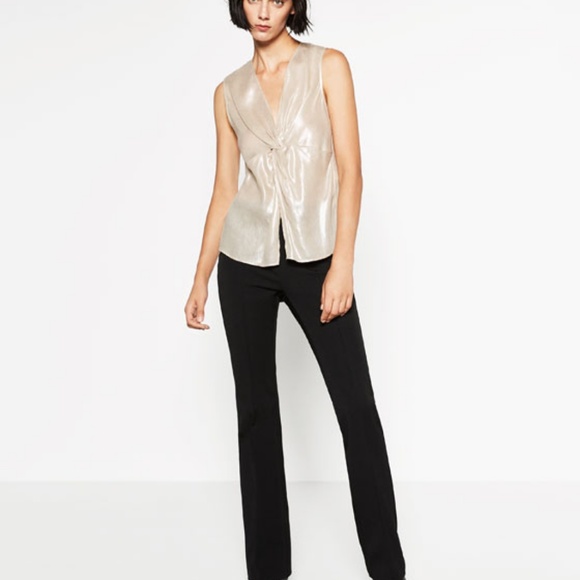 Zara Tops - Zara NWT Metallic Gold Knot Front Sleeveless top